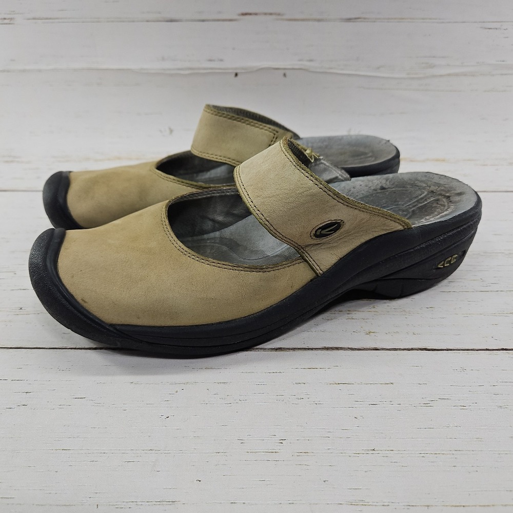 Keen Saratoga Camel Tan Slip On Mary Jane Mule Clogs Shoes Womens Size 9